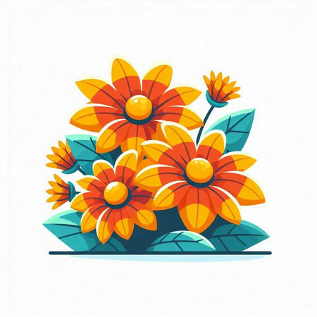 vector illustration of a bouquet of flowers on a white background.の写真素材