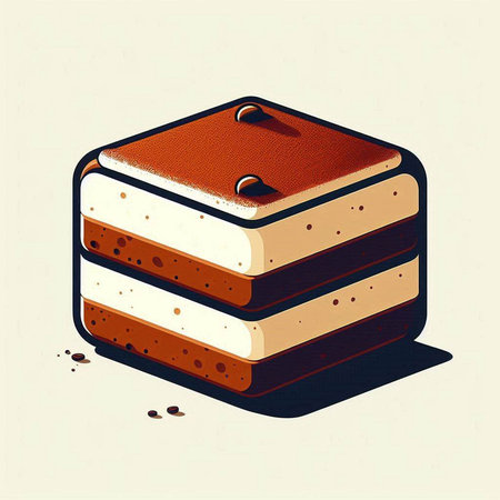Illustration of a piece of cake on a white background in retro style