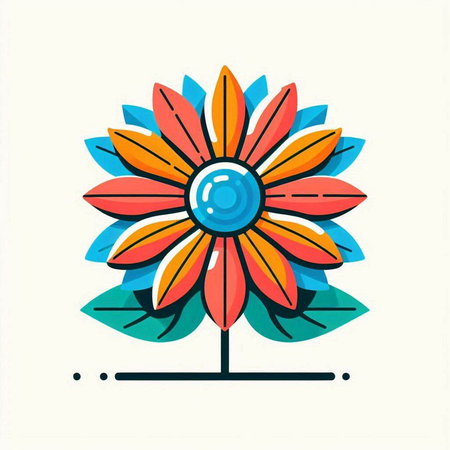 Flower icon, vector illustration. Flat design style, modern logotype concept.の写真素材