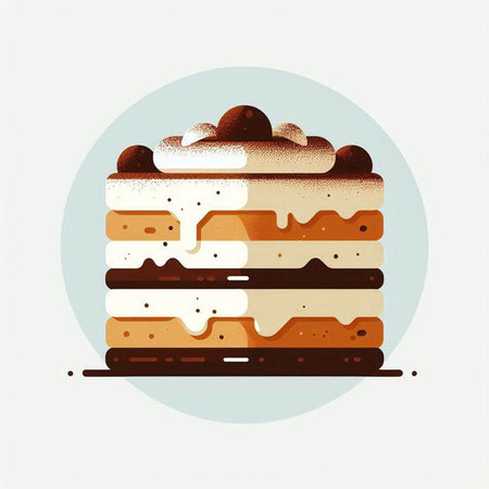 Piece of cake with cream and chocolate sprinkles. Vector illustration.の写真素材