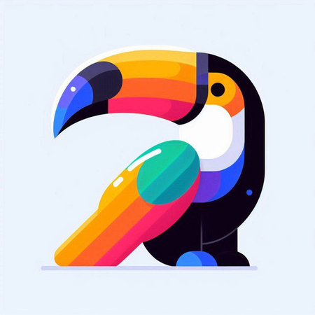 Tropical bird toucan. Colorful vector illustration in flat styleの写真素材