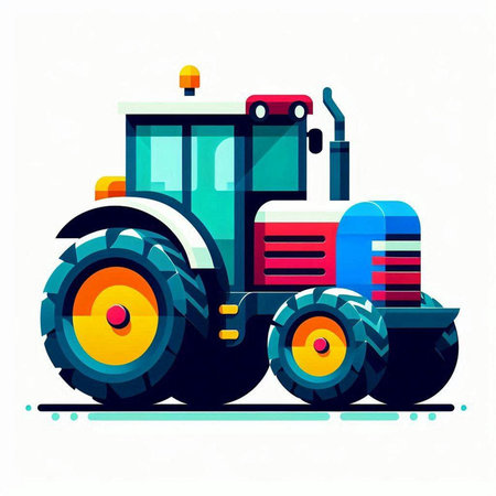 Tractor flat vector illustration. Isolated on a white background.の写真素材