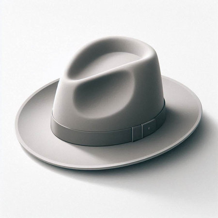 hat on a white background, 3d render, top view.