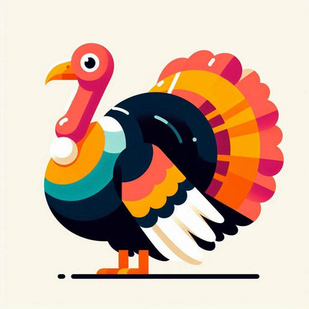 Turkey vector illustration. Colorful turkey illustration. Flat design style.