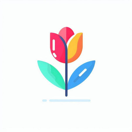 Colorful tulip flower vector icon. Flat design style. Vector illustration.の写真素材