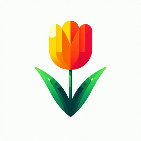 Tulip flower vector icon. Colorful tulip logo.の写真素材