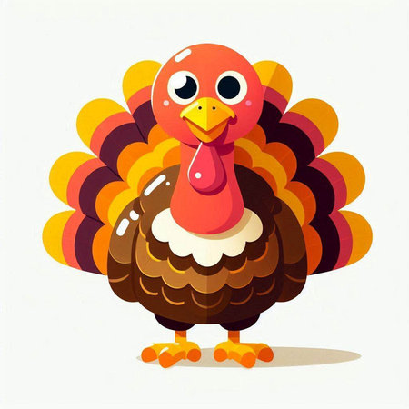 Cartoon funny turkey isolated on white background. Vector illustration for your designの写真素材