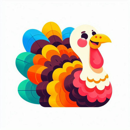 Happy turkey on a white background. Vector illustration for your design.
