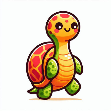 Cute cartoon turtle isolated on a white background. Vector illustration.の写真素材