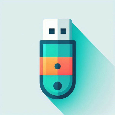 USB flash drive icon. Flat design style. Made in vector illustration
