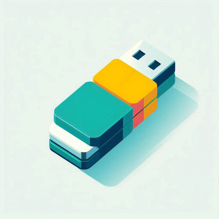 Usb flash drive icon in isometric style. Vector illustration.