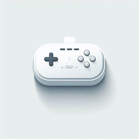 Realistic white gamepad on a gray background. Vector illustration.