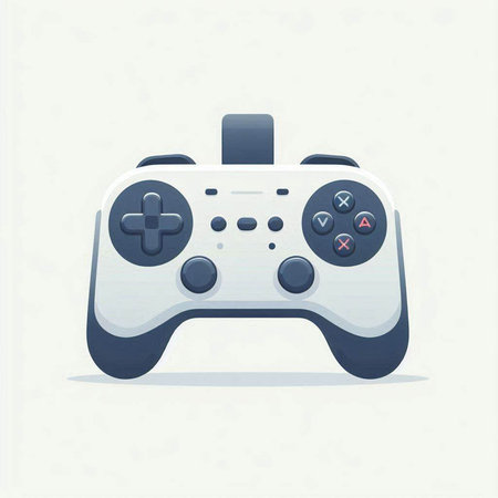 Gamepad with buttons on a white background. Vector illustration in flat style.