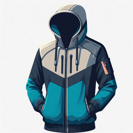 Men's winter jacket with a hood on a white background. Illustrationの写真素材