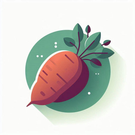 Beetroot with leaves on a green background. Vector illustration.