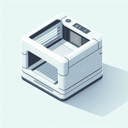 Isometric image of a printer on a light background. Vector illustration