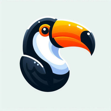 Toucan icon, vector illustration in flat design style. Toucan logo.の写真素材