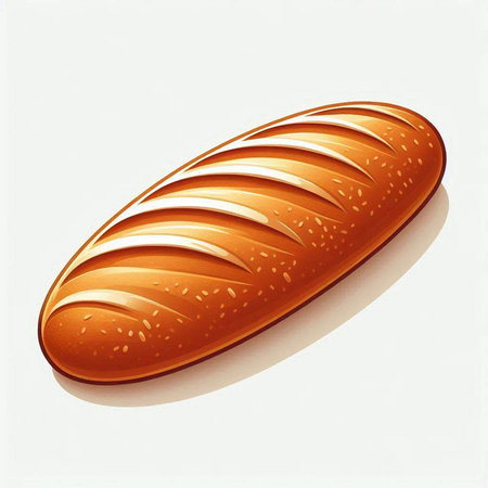 Illustration of a fresh loaf of bread on a white background.の写真素材