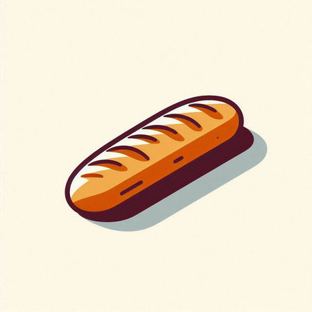 Illustration of a loaf of bread on a beige background.の写真素材