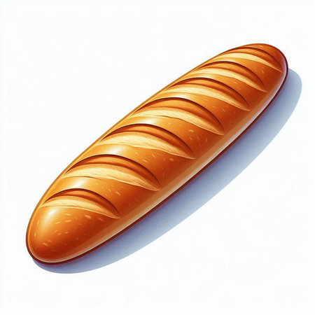 Illustration of a fresh loaf of bread on a white background.の写真素材