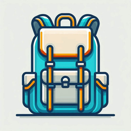 Hiking backpack icon in flat style. Vector illustration of a backpack.の写真素材