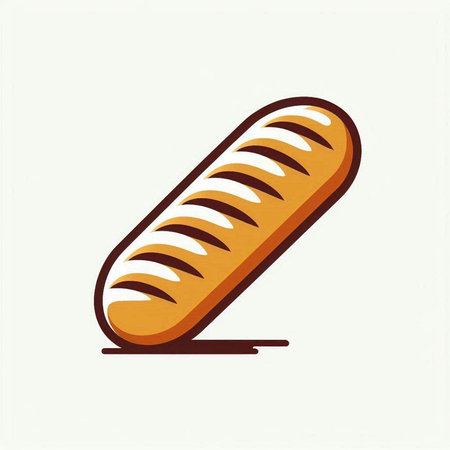 Bread icon. Vector illustration of a french loaf of bread.の写真素材