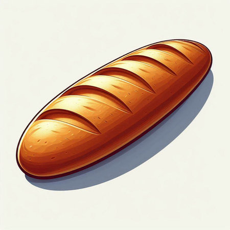 Illustration of a loaf of bread isolated on a white background.の写真素材