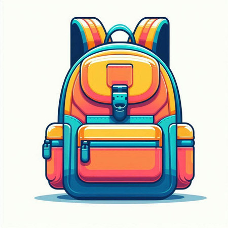 Vector illustration of a school backpack on a white background. Back to school.の写真素材