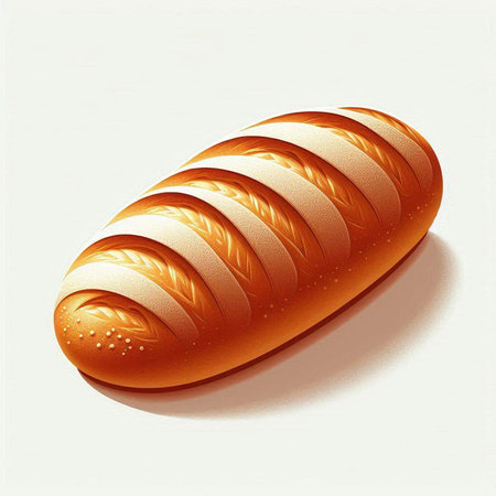 Illustration of a loaf of bread on a white background with shadow