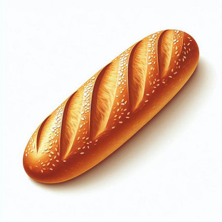 Illustration of a loaf of bread on a white backgroundの写真素材