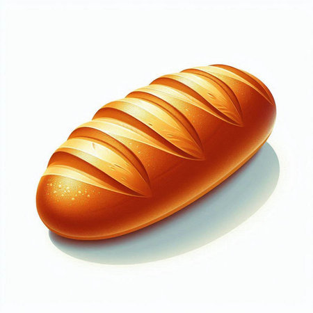Bread on a white background. 3d rendering. Computer digital drawing.の写真素材
