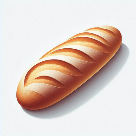 Baguette on a white background. 3d render illustration.の写真素材