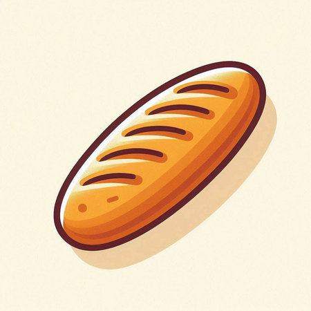 Bread icon. Vector illustration of a loaf of bread with shadow.の写真素材