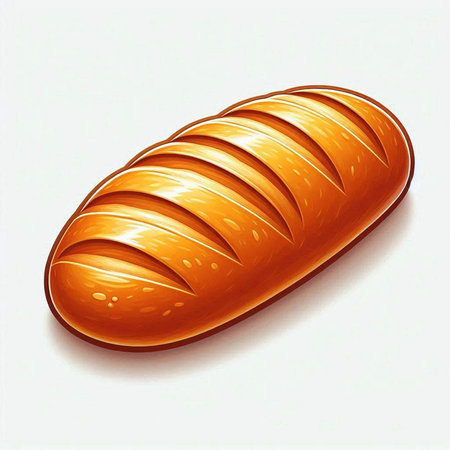 Illustration of a loaf of bread isolated on a white background.の写真素材