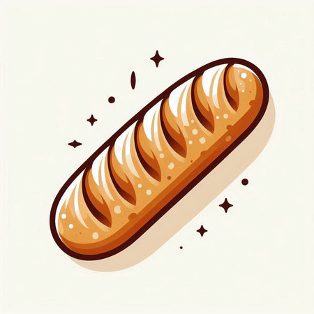 Illustration of a loaf of bread on a white background with starsの写真素材