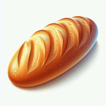 Illustration of a loaf of bread on white background - digitally renderedの写真素材