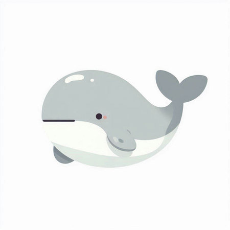 Cute cartoon whale isolated on a white background. Vector illustration.の写真素材