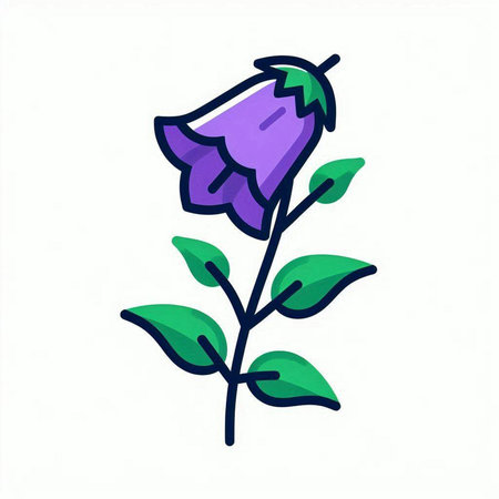 Campanula flower icon, vector illustration, isolated on white background.の写真素材