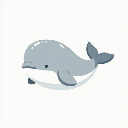 Cute cartoon whale on a white background. Vector illustration for your design.の写真素材