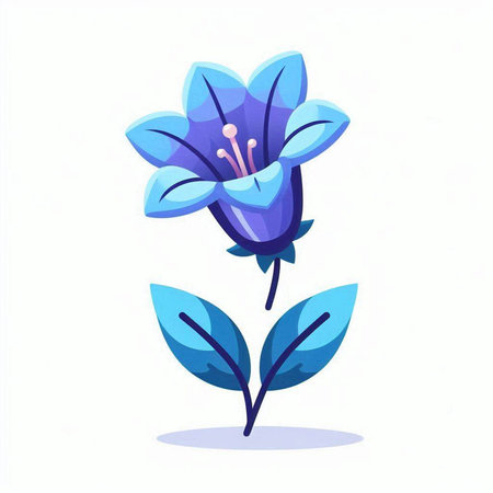 Beautiful blue flower isolated on a white background. Vector illustration.の写真素材