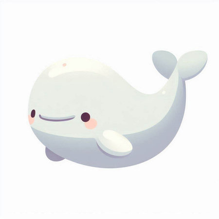 Cute baby whale isolated on white background. Vector cartoon illustration.の写真素材