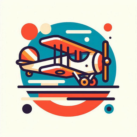 Airplane icon in flat line style. Vector illustration for web design.