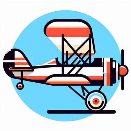 Vector illustration of a vintage biplane isolated on a white background.