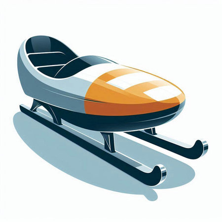 sled on a white background. 3d rendering, 3d illustration