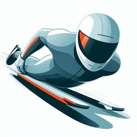 Skiing. Vector illustration of a skier skiing downhill.