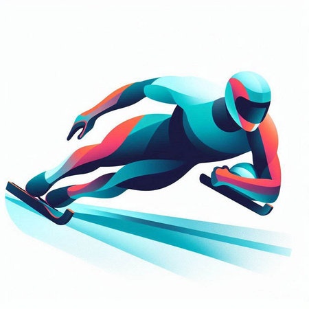 Vector illustration of a man in a luge race.