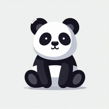 Cute panda bear vector illustration. Cute cartoon panda bear.の写真素材