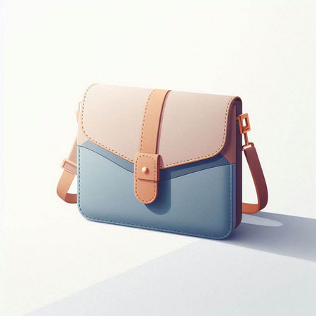 Stylish leather bag on a white background. 3D illustration.の写真素材