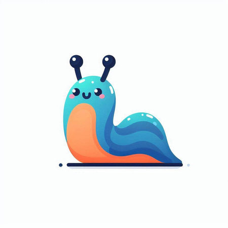 Cute cartoon snail. Vector illustration isolated on a white background.の写真素材