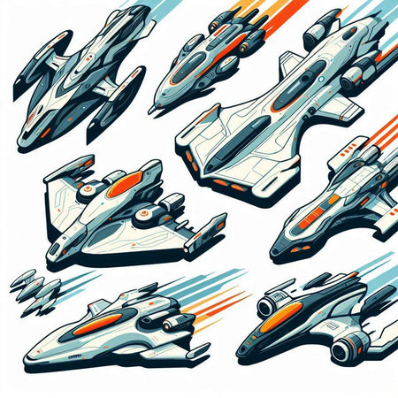 Futuristic fighter aircrafts. Vector illustration of a military aircrafts.の写真素材